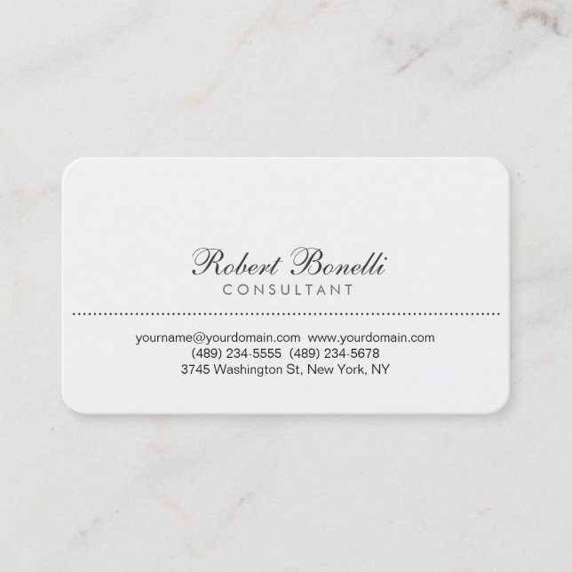 White Rounded Corner Consultant Business Card (Front)