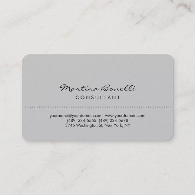 White Rounded Corner Light Gray Business Card (Front)