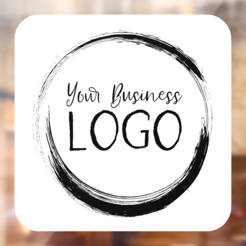 White Rounded Corner Square Business Logo Window Cling