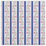 White, royal blue/folk flowers/stripe(2)white fabric