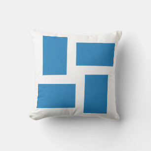 White & Royal Pastel Blue Abstract Design Throw Pillow