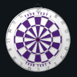 White & Royal Purple | Wide-Spaced Sports Font Dart Board<br><div class="desc">Two-toned dartboard in white and royal purple with two lines of your personalized text.
Need help with the design (e.g. different colors)? Email help@karenchaudesigns.com</div>