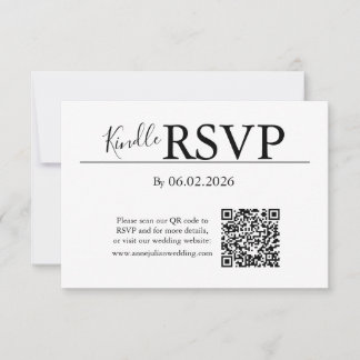 White RSVP QR Code Card for Modern Wedding