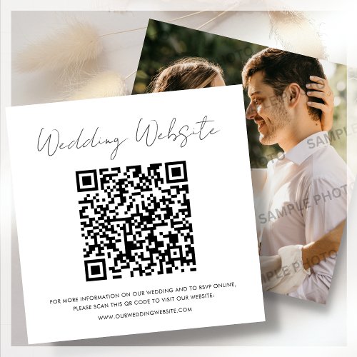 White  RSVP  Wedding Website Note Card