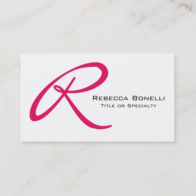White Ruby Red Monogram Consultant Business Card (Front)