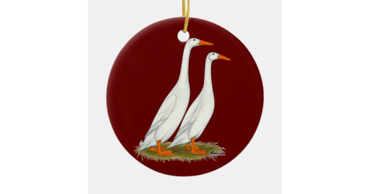 White Runner Ducks Ceramic Ornament Zazzle