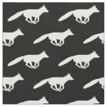 White Running Fox Silhouettes Pattern | Wildlife Fabric