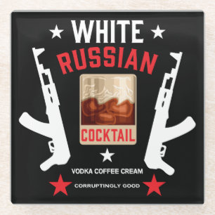 White Russian Cocktail Glass Coaster