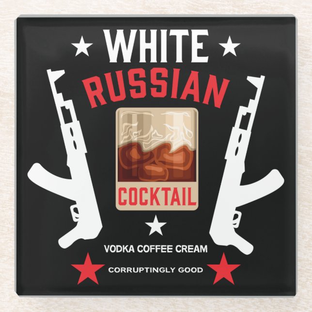 White Russian Cocktail Glass Coaster (Front)