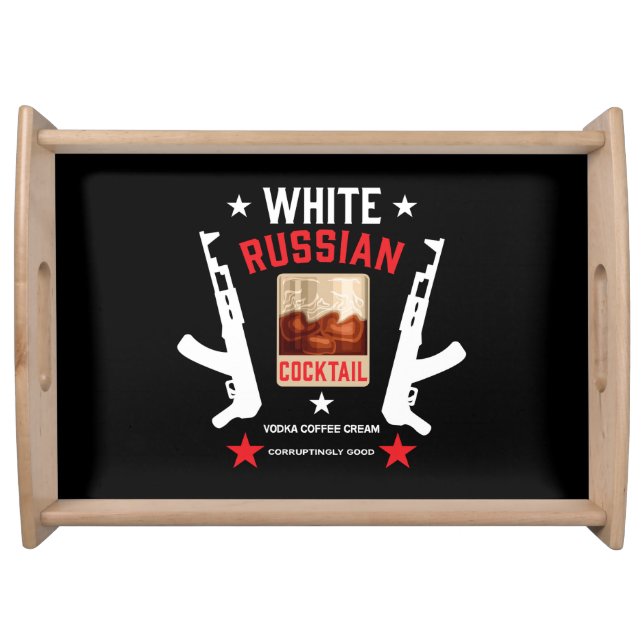 White Russian Cocktail Serving Tray (Front)