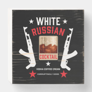 White Russian Cocktail Wooden Box Sign