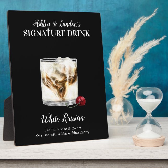 White Russian Drink • PERSONALIZED Signature Drink Plaque (Side)