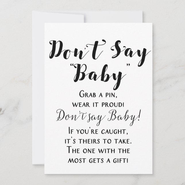 White Rustic Baby Shower Sign 5x7" Size Invitation (Front)