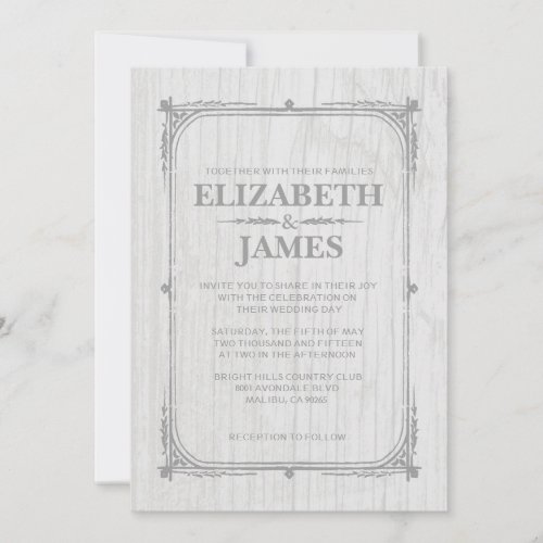 White Rustic Barn Wood Wedding Invitations