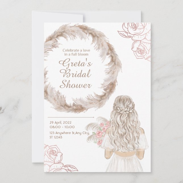 White Rustic Bridal Shower Invitation (Front)