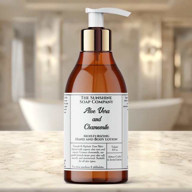 White rustic cosmetics bottle label 4 oz 8 oz (Creator Uploaded)