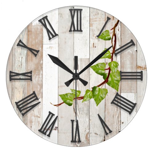 white rustic fence and ivy wall clock