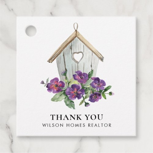 WHITE RUSTIC FLORAL BIRDHOUSE REALTOR THANK YOU FAVOR TAGS