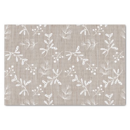 White Rustic Floral Christmas Tissue Paper