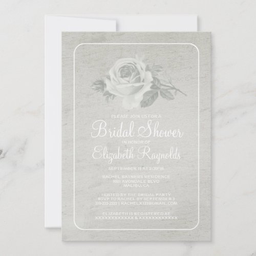 White Rustic Floral/Flower Bridal Shower Invites