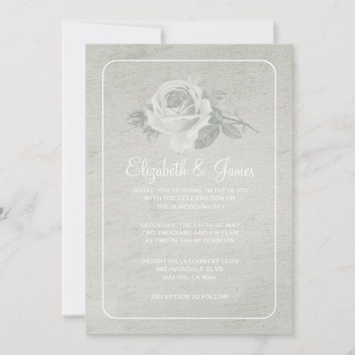 White Rustic Floral/Flower Wedding Invitations
