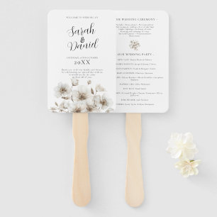 White Rustic Flower Elegant Wedding Hand Fan
