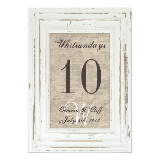 White Rustic Frame Burlap Table Number For Gemma Zazzle White Rustic Frame Burlap Table Number For Gemma