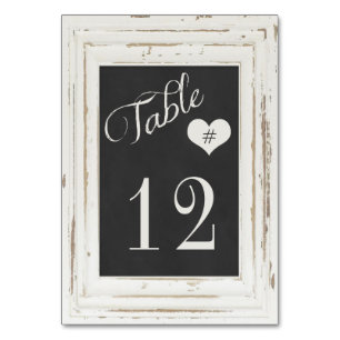 White Rustic Frame Chalk Typography Table Number
