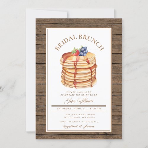 White Rustic Fruit Pancake Bridal Shower Brunch Invitation