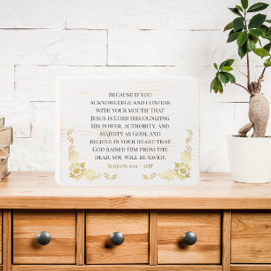 White Rustic Gold Floral Frame John 3:16 Wooden Box Sign