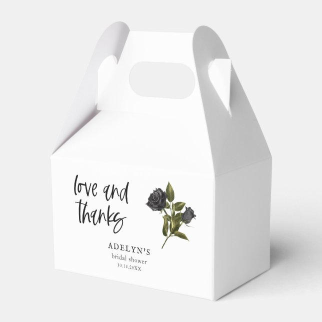 White Rustic Gothic Rose Bridal Shower Favor Boxes (Front Side)