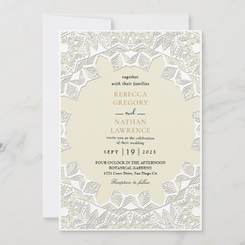 White Rustic Lace wedding invitations