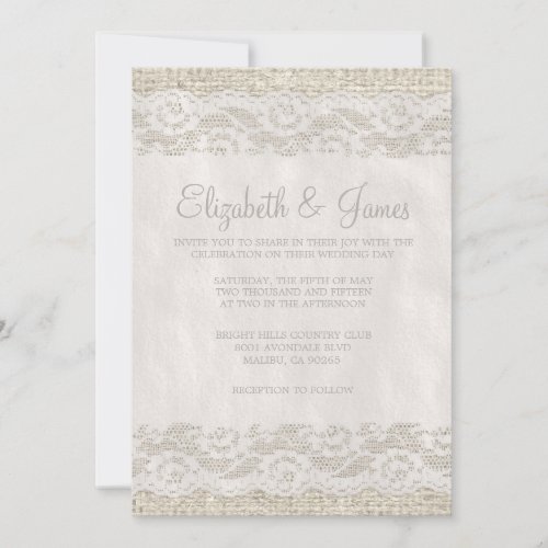 White Rustic Lace Wedding Invitations