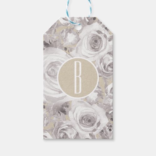 White Rustic Winter Roses Wedding Elegant Favor Gift Tags