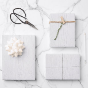White Rustic Wood Digital Print Wrapping Paper Sheets