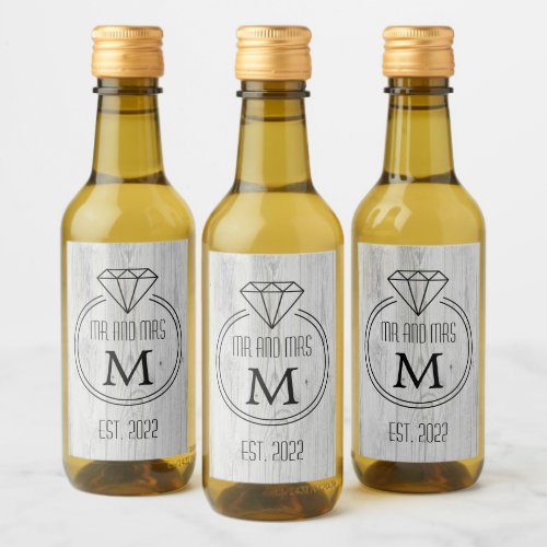 White Rustic Wood Monogram Mini Wine Label