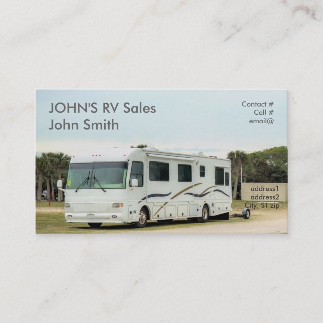 White RV camper Business Card (Front)