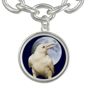 White Sacred Raven & Moon Jewellery Design Bracelet