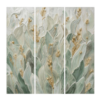 White Sage Botanical Triptych Modern Acrylic Print