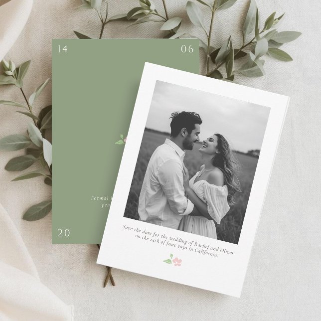 White & Sage | Chic Floral Wedding Save the Date (Creator Uploaded)