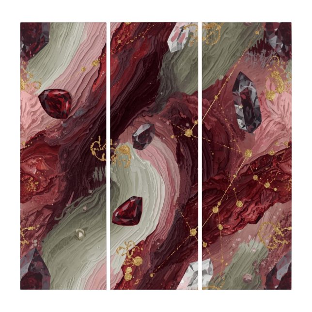 White Sage × Garnet — Rooted Renewal Field Triptych (Front)