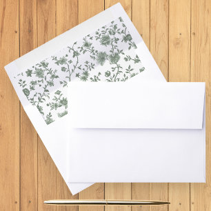 White Sage Green Chinoiserie Wedding Envelope Liner