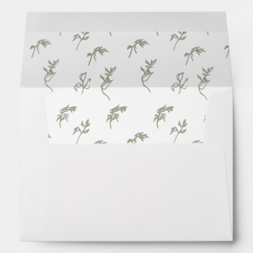 White Sage Green classic botanical Simple Wedding Envelope