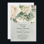 White Sage Green Floral Gold 80th Birthday Invitation<br><div class="desc">Elegant white and sage green watercolor floral 80th birthday invitation. Contact me for assistance with your customization or to request matching products.</div>