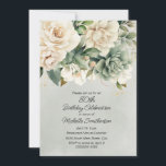 White Sage Green Floral Gold 80th Birthday Invitation<br><div class="desc">Elegant white and sage green watercolor floral 80th birthday invitation. Contact me for assistance with your customization or to request matching products.</div>