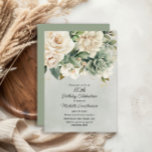 White Sage Green Floral Gold 80th Birthday Invitation<br><div class="desc">Elegant white and sage green watercolor floral 80th birthday invitation. Contact me for assistance with your customization or to request matching products.</div>