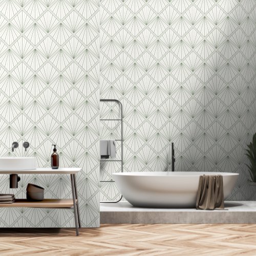 White Sage Green Geometric Pattern Wallpaper