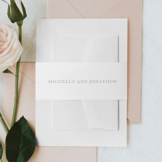 White Sage Green Modern Calligraphy Wedding  Invitation Belly Band