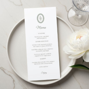 White & Sage Minimalist Script Floral Wedding Menu