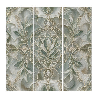 White Sage Sacred Geometry Pattern | Oil Painting Triptych